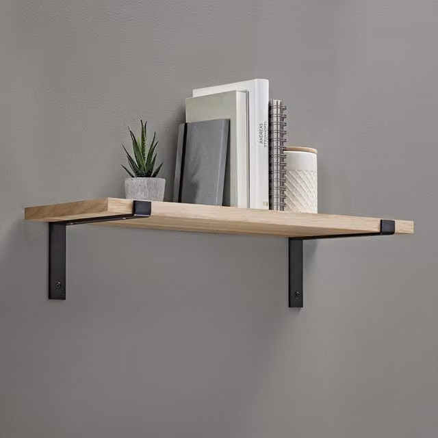 RBUK Oak Real Wood Veneer Chipboard Shelf Board, Brown, Width: 60 cm