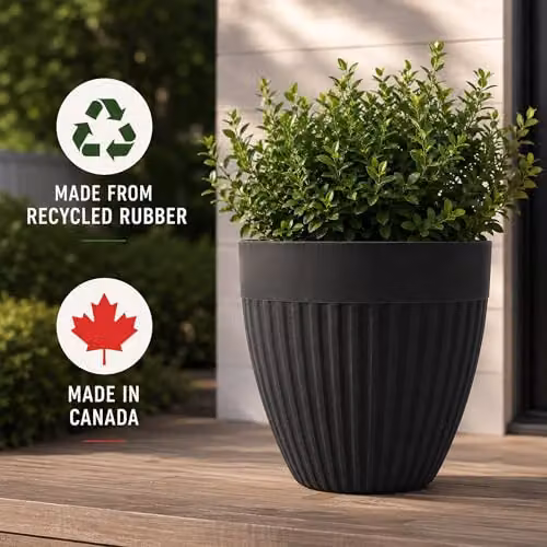 Nicoman Round Fluted Planter Pot in Charcoal Grey, W: 36.5 cm, H: 35.5 cm – 5