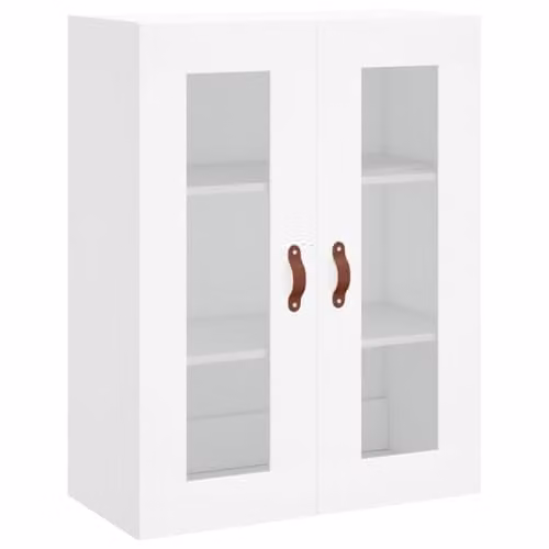 vidaXL Modern Wall Mounted Cabinet with Glass Doors, White, W: 69.5 cm, D: 34 cm, H: 90 cm – 1