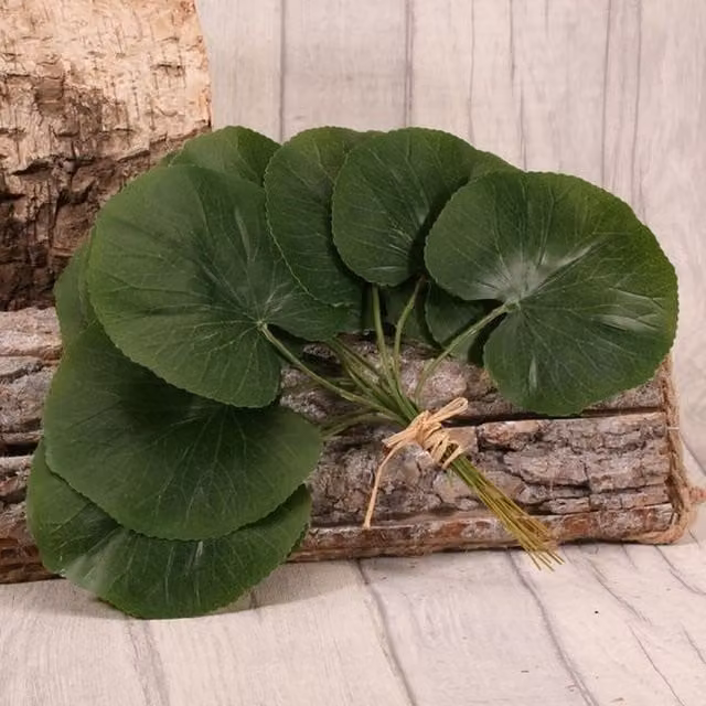 Kingsbury Gifts Pack of 12 Green Artificial Galax Leaves