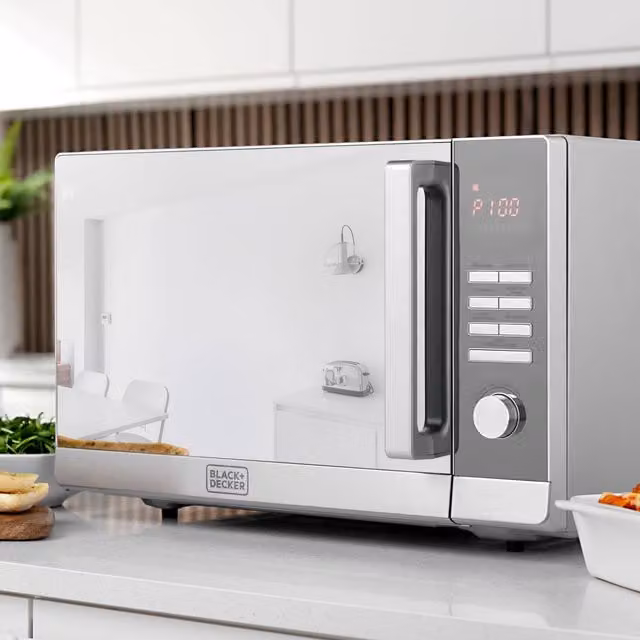Black and Decker 30 Litre Combination Microwave with Grill and Convection, Stainless Steel, Black and Silver