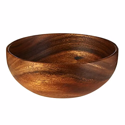 Premier Housewares Solid Acacia Wood Salad and Fruit Bowl, Brown, W/D/H: 26 x 26 x 10 cm – 4