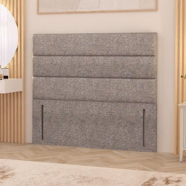 Horizona Grey Tweed Fabric Floor Standing Upholstered Headboard