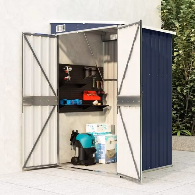 Berkfield Home Wall-mounted Pent Garden Shed in Anthracite Galvanised Steel, W/D/H: 118 x 100 x 178 cm – 1