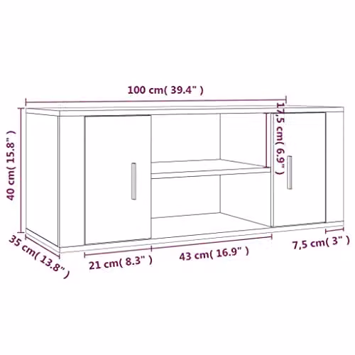 vidaXL TV Cabinet in Smoked Oak, Brown Engineered Wood Media Unit with 4 Compartments and Doors – 3