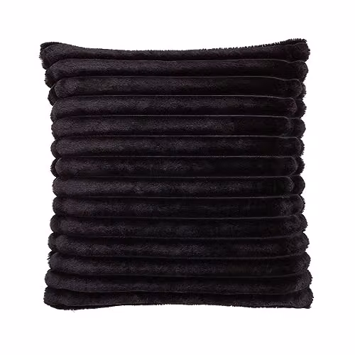 Catherine Lansfield Cosy Ribbed Faux Fur Soft Touch Square Cushion in Black, W/D/H: 45 x 45 x 45 cm – 4