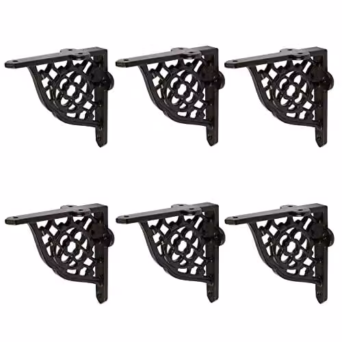 Hammer and Tongs Honeycomb Iron Wall Mounted Shelf Brackets, Matt Black, Pack of 6 – 2
