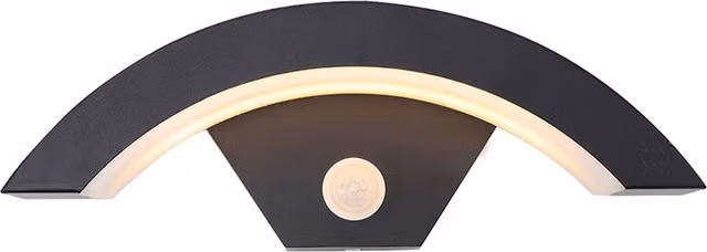Lifeideas Modern Black Arc LED Wall Light with Motion Sensor and IP65 Waterproof Rating for Garden and Terrace