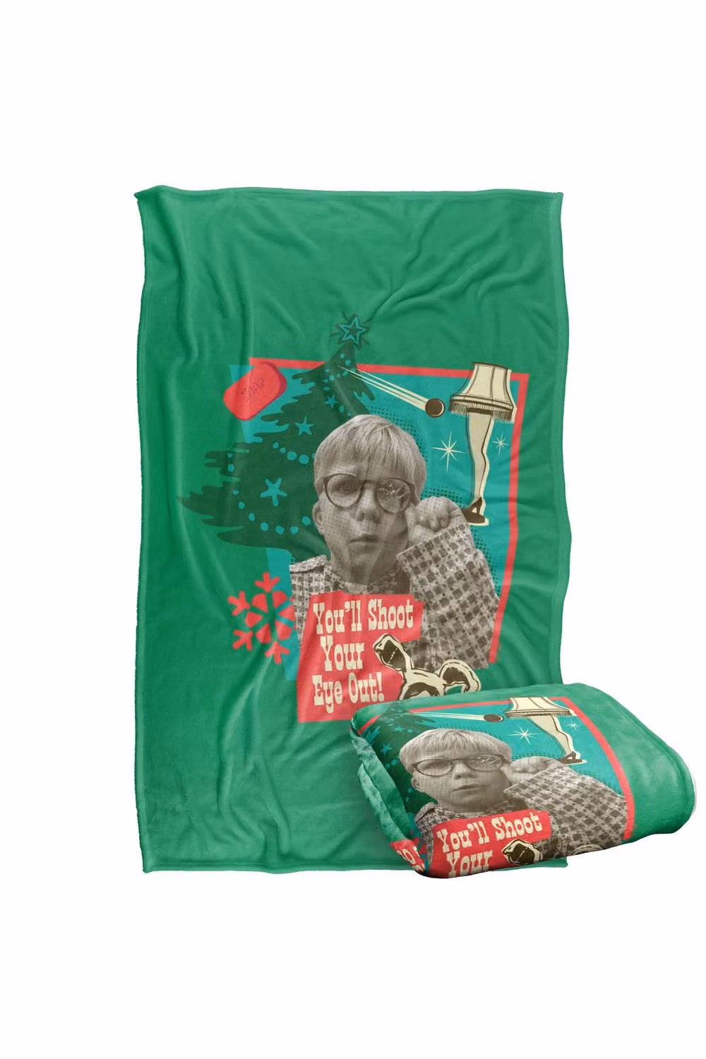 A Christmas Story You'll Shoot Your Eye Out Super Soft Silky Touch Fluffy Throw Blanket in Multicolour and Green, Large – 2