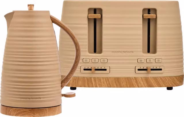 Morphy Richards Clay Kettle and Toaster Set in Brown and Beige
