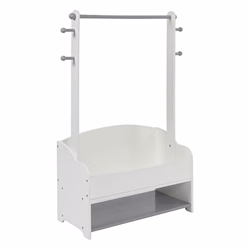 Liberty House Toys Kids Wooden Hanging Rail with Extra Storage, White and Grey, W/D/H: 100.0 x 70.0 x 30.0 cm – 2