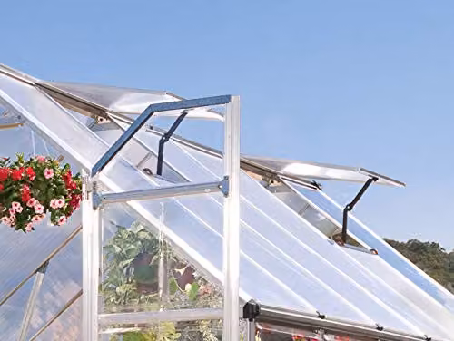Palram Canopia Balance Silver Polycarbonate and Aluminium Freestanding Gable Greenhouse W/D/H: 244 x 247 x 231 cm – 4
