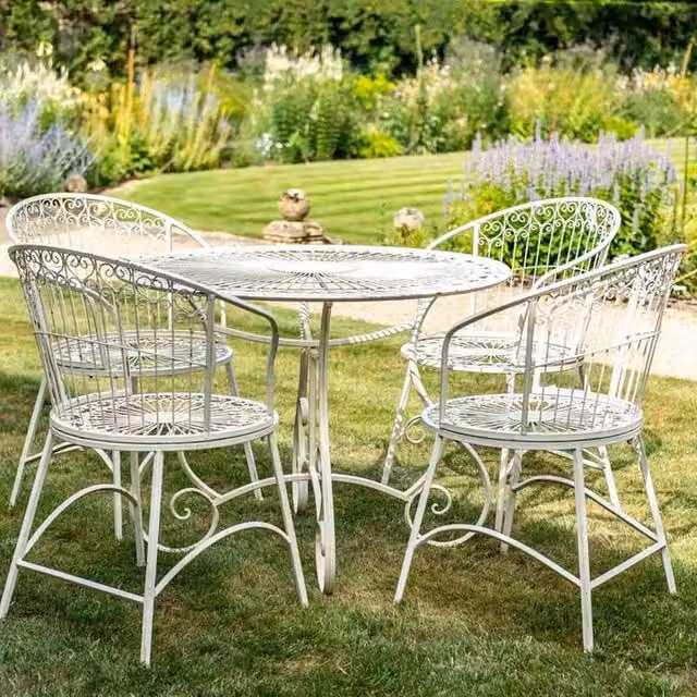Ascalon Design Ltd Blaisdon 5-Piece Dining Set with Round Table and 4 Lorenzo Chairs in Cream
