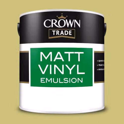 Crown Trade Matt Vinyl Dispersion Paint in Gentle Olive, 2.5l – 2