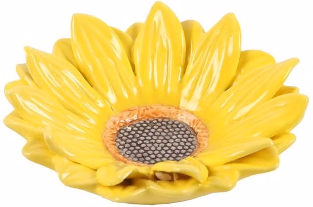 KDMK Sunshine Blossom Organic Ceramic Floral Trinket Dish Bowl, Yellow