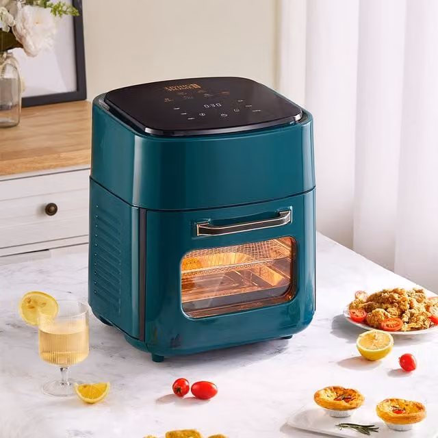 Livingandhome 3-Tier Digital Air Fryer with Hot Air Circulation and Digital Display, Green