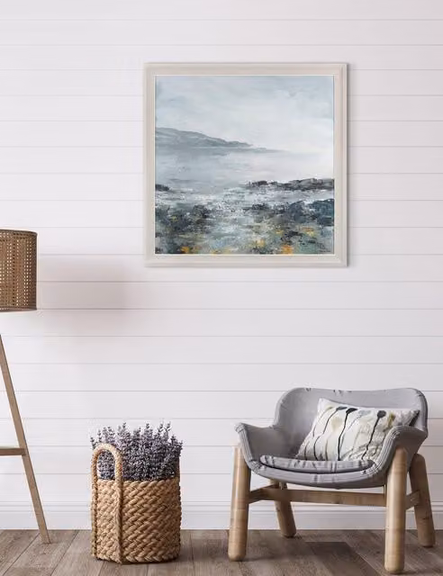 Gallery Direct Cool Breeze Square Framed Abstract Nature Wall Art in Grey