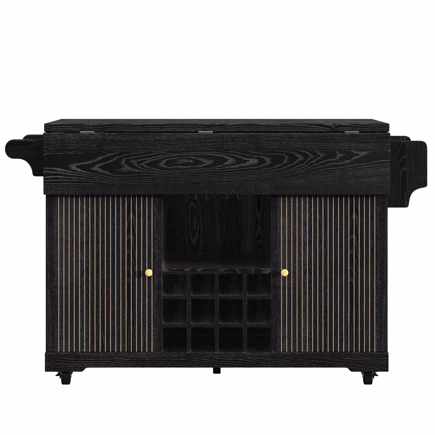 Aosom UK Foldable Serving Trolley with Snack Racks and Ample Storage, Black, W/D/H: 142.5 x 40 x 95 cm – 2