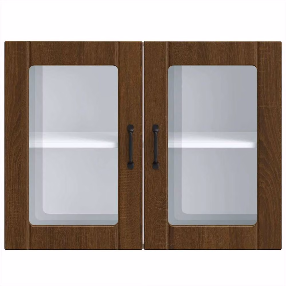 Berkfield Home Lucca Modern Kitchen Wall Cabinet with Glass Doors in Brown Oak – 3