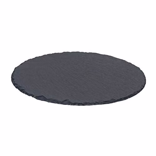Argon Tableware Round Slate Serving Platter in Black or Grey, Diameter: 33 cm – 1