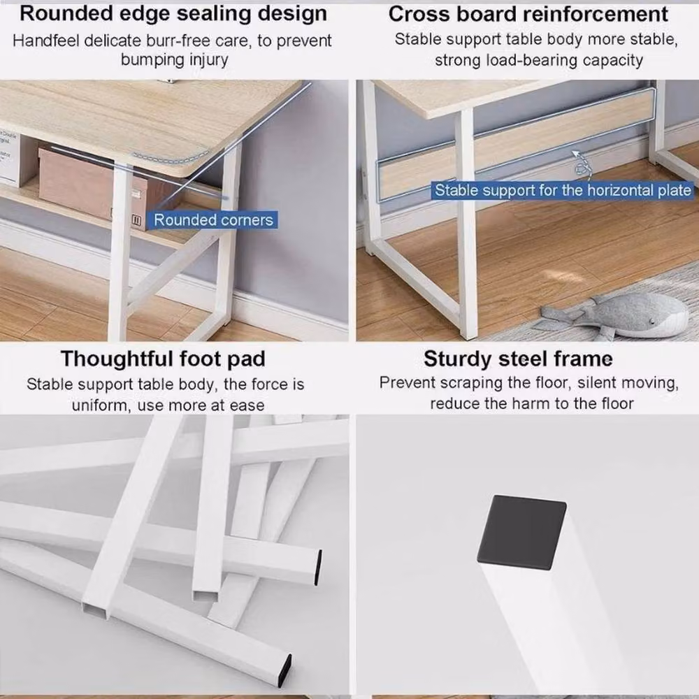KORVIXA Modern Computer Desk for Home Office and Study, White, W/D/H: 100 x 100 x 100 cm – 2
