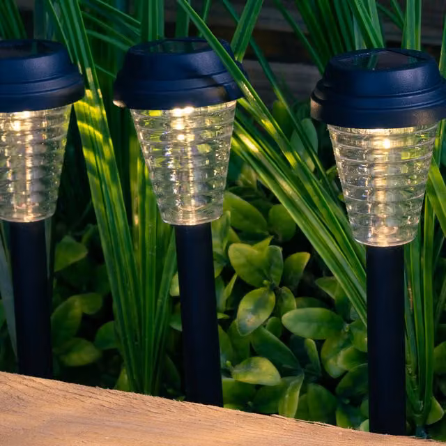Pack of 20 Solar Koa Stake Lights in Black and White with Warm White Illumination