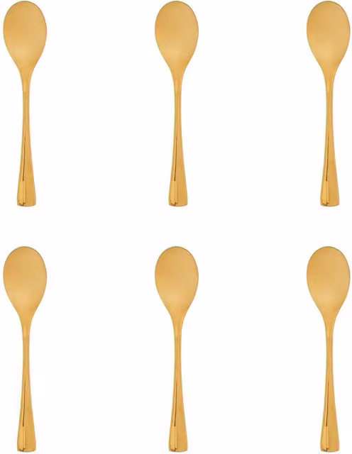Orsina Set of 6 Polished Gold Stainless Steel Teaspoons