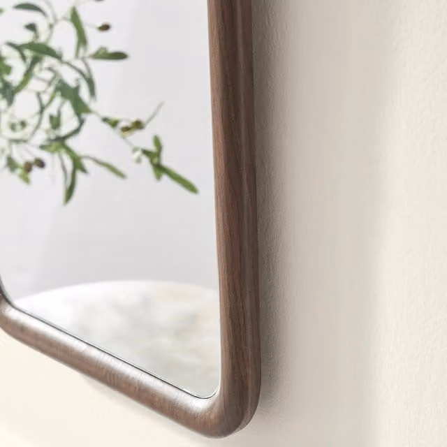 FurnitureboxUK Line Walnut Wood Modern Rectangular Wall Mirror, Brown, W: 60 cm, H: 40 cm