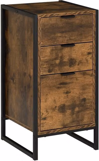 ERGOVEXA Industrial 3-Drawer Bedroom Chest of Drawers in Rustic Brown – 1