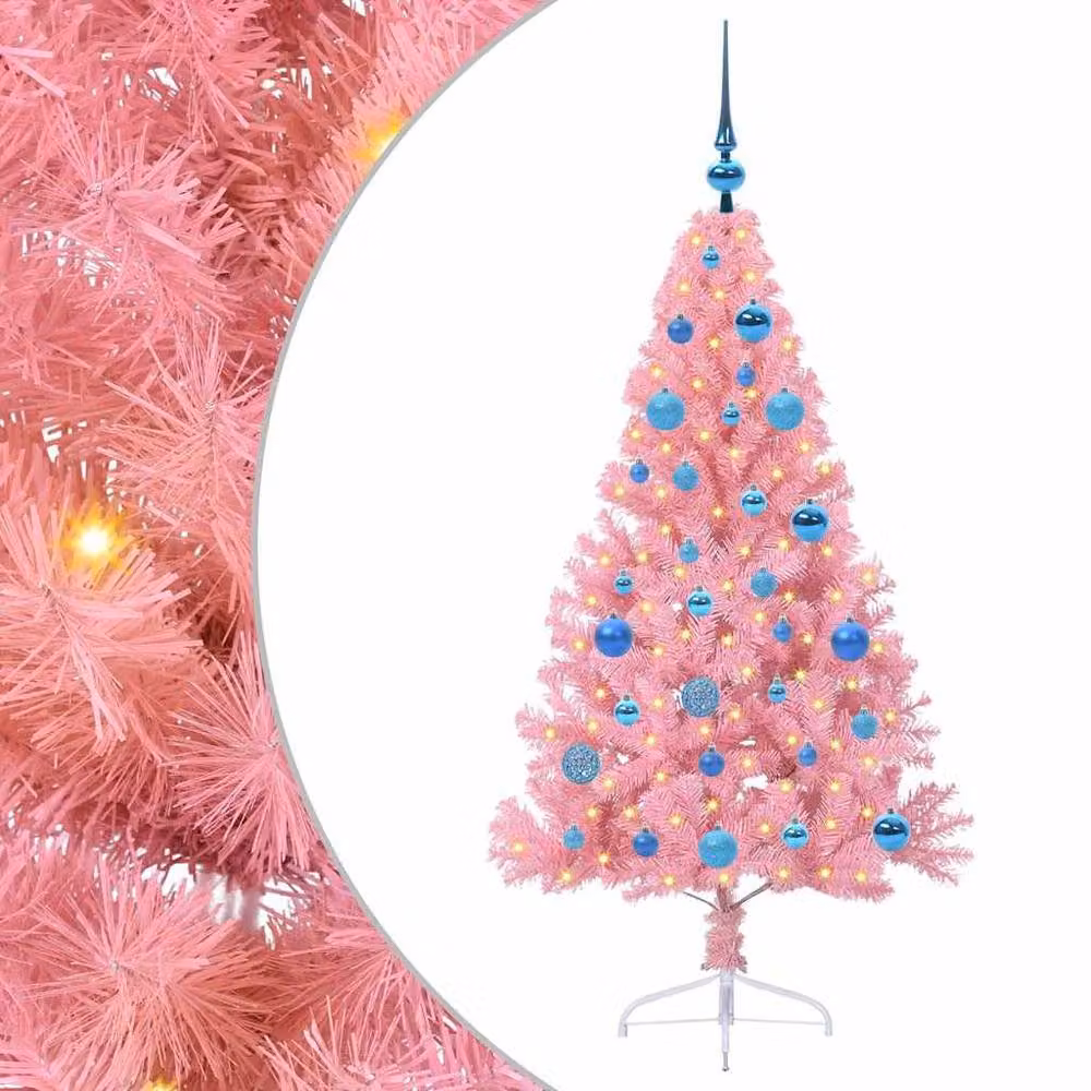 Berkfield Home Pre-lit Pink Artificial Christmas Tree with 150 LEDs, Height: 150 cm – 2