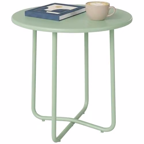 Outsunny Green Metal Round Garden Side Table – 1