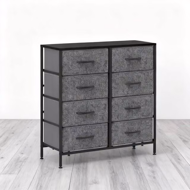 ERGOVEXA Industrial Black Fabric Chest of Drawers with 8 Drawers