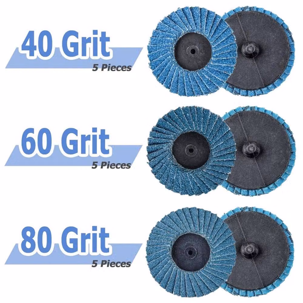 VOGREX 15-Piece Blue Roll Lock Flap Disc Set for Angle Grinders, 50 mm Diameter – 3