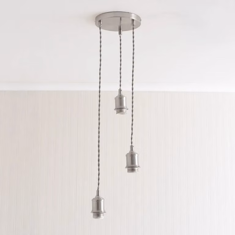 ValueLights Shaw Cluster Drop 3 Way Adjustable Pendant Ceiling Light in Silver and Chrome
