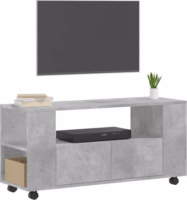 Berkfield Home TV Cabinet in Concrete Grey, W/D/H: 102 x 34.5 x 43 cm – 1