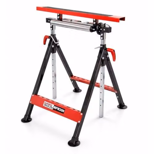 Lumberjack Multifunction 3-in-1 Workstand and Platform in Red, 200kg Capacity, Height Adjustable and Foldable Steel Construction – 1