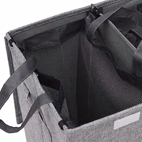 vidaXL Foldable Laundry Hamper in Grey with Handles, W/D/H: 64.5 x 34.5 x 59 cm – 3