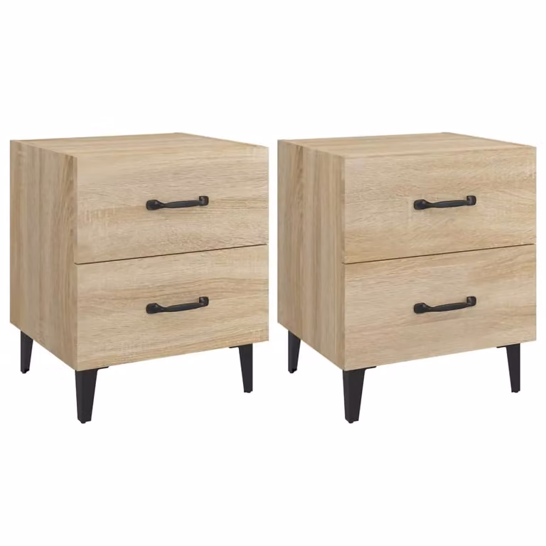 Berkfield Home Set of 2 Bedside Cabinets in Sonoma Oak Brown, W: 40 cm, D: 35 cm, H: 47.5 cm