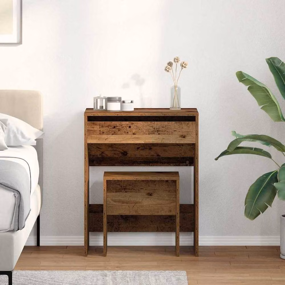 Berkfield Home Stylish Dressing Table with Mirror in Brown Old Wood Finish – 2