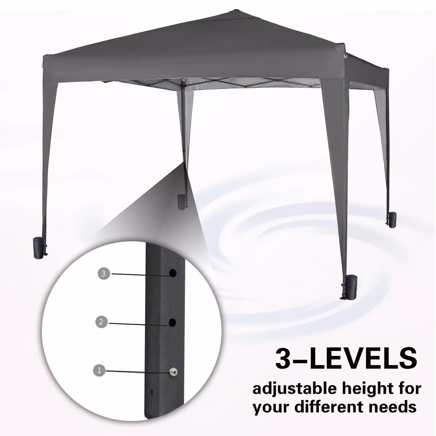 MCC Direct Pop Up Garden Party Tent Gazebo Marquee Canopy in Grey/Silver, W: 300 cm, D: 300 cm, H: 255.5 cm – 4