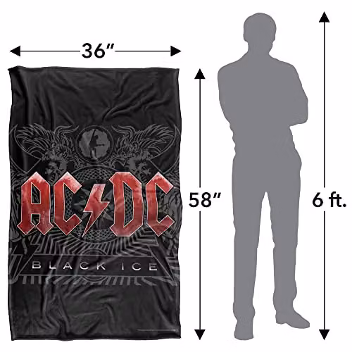 AC/DC Black Ice Super Soft Silky Touch Fleece Blanket, Multicolour – 2