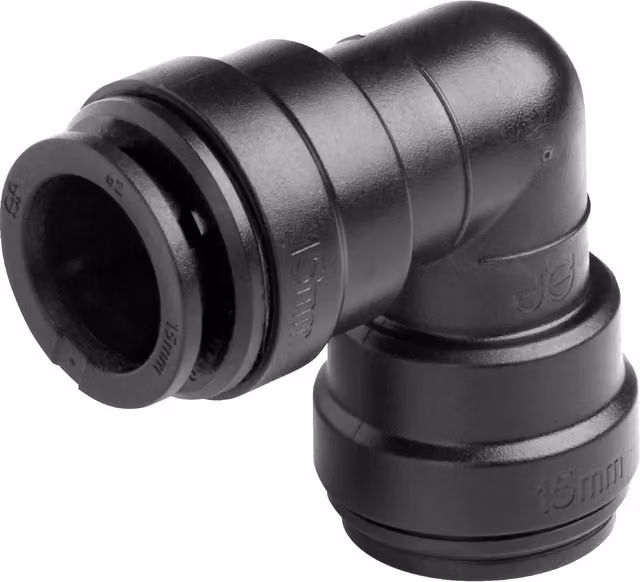 John Guest 12mm Equal Elbow Push Fit Pipe Water Fitting Connector, Pack of 3, Black – 1