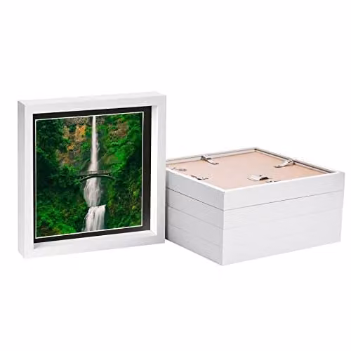 Nicola Spring Square Single 3D Box Photo Frames in Black and White, Pack of 5