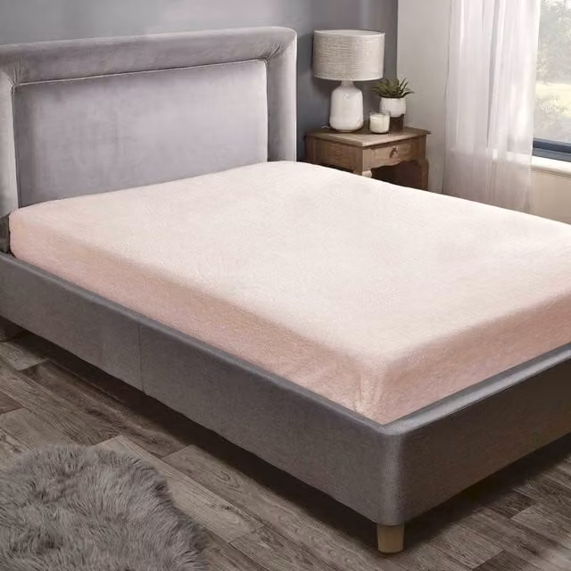 Rapport Home Pink Teddy Fleece Plain Fitted Bed Sheets, W/D/H: 90 x 190 cm