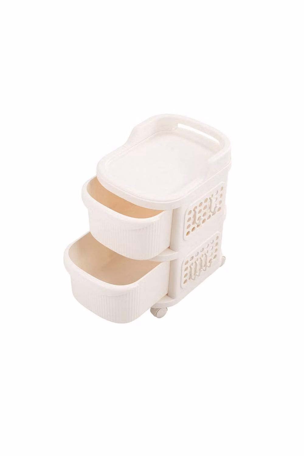 Garden Sanctuary 2-Tier Modern Storage Trolley in Beige/White – 3