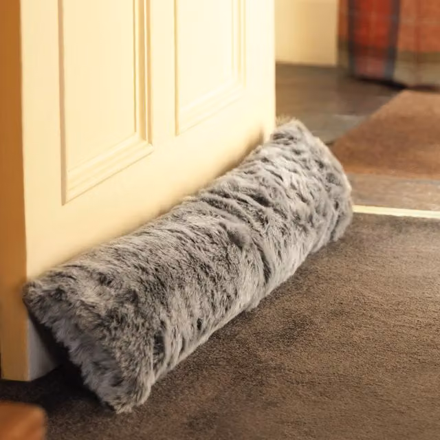 Bean Bag Bazaar icon Decorative Faux Fur Draught Excluder - Grey
