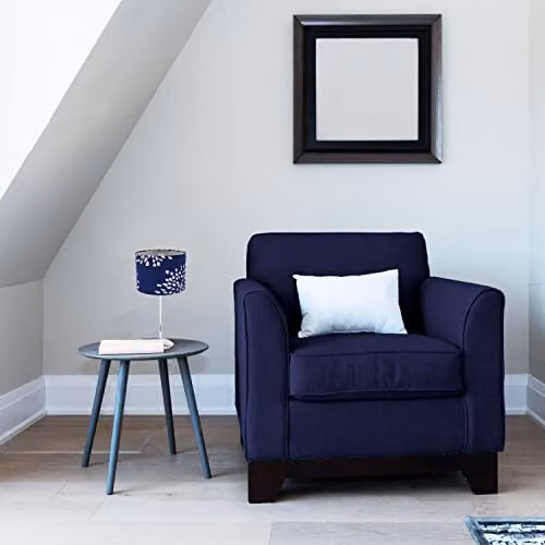 Happy Homewares Modern Blue and White Cylinder Drum Lampshade with Silver Lining, W/H: 18 x 25 cm – 5