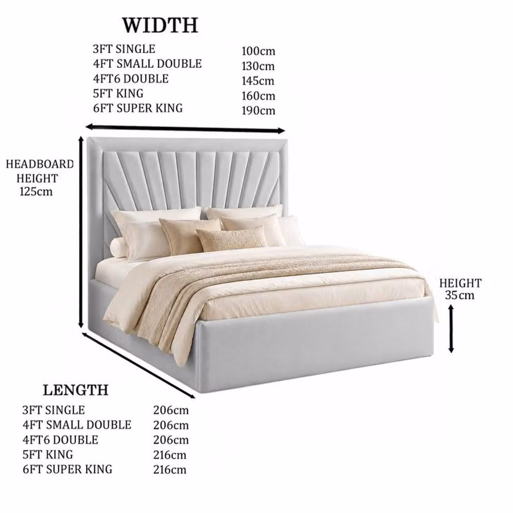 Desire Deco Ariana Plush Velvet Ottoman Storage Bed Frame in Cream, Small Double – 2