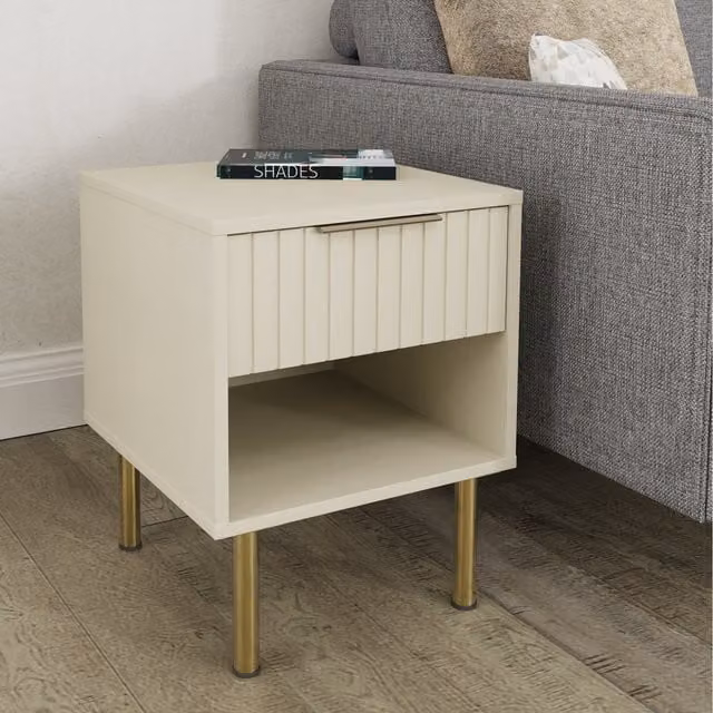 GFW Nervata Ivory Square Wood Lamp Table