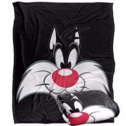 LOGOVISION Looney Tunes Sylvester Silky Touch Super Soft Throw Blanket, W/D/H: 152 x 127 cm, White and Multicolour